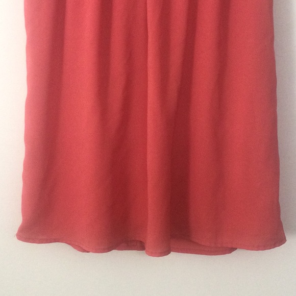 🌞 BeBop  peach scoop neck zip up tie back box pleated alined mini dress L - Picture 3 of 16
